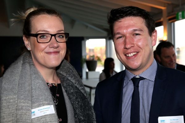 GYP Networking Breakfast with Jem Fuller. Briony Robertson and Ben McLean. Picture: Mike Dugdale